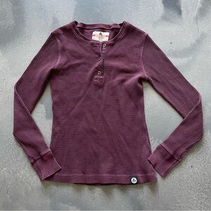 American Giant Women's Waffle Henley Burgundy Sz S Women’s